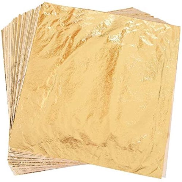 Latady Gold/Silver Leaf Sheets Pure Aluminum Leaf Sheet 100 Imitation Gold  Leaf Sheets Gold Foil for Gilding Crafting,Paintings,Home Furniture  Decoration,Nail,DIY Arts Projects 